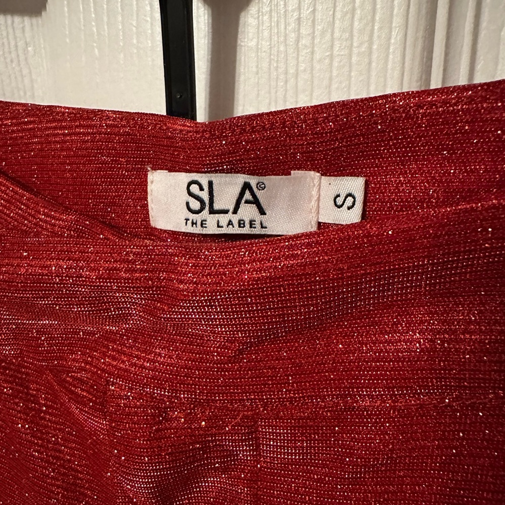 SLA The Label Red Glitter Suit Set 3 pcs Blazer Bra pants - Picture 11 of 12